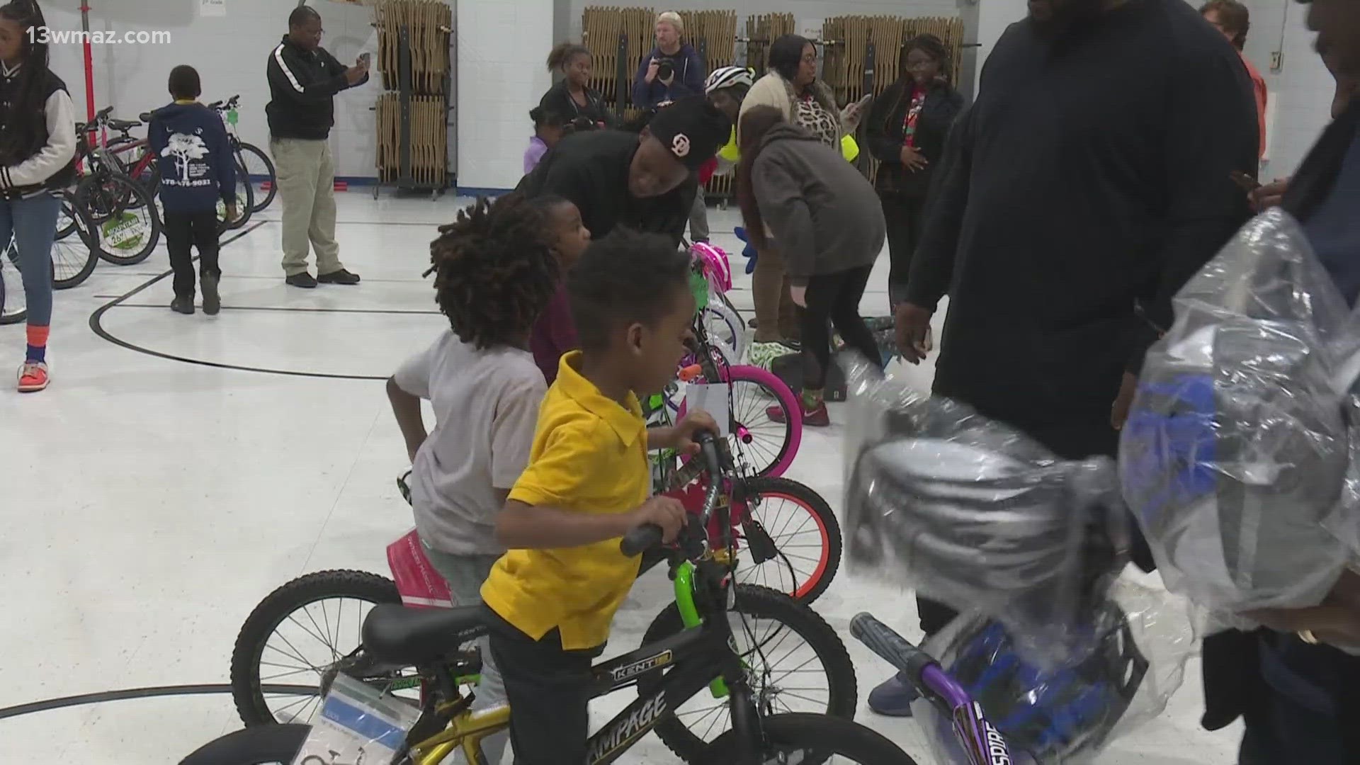 The 100 Black Men of Macon Middle Georgia donated 40 bikes and helmets to the top readers from each homeroom.