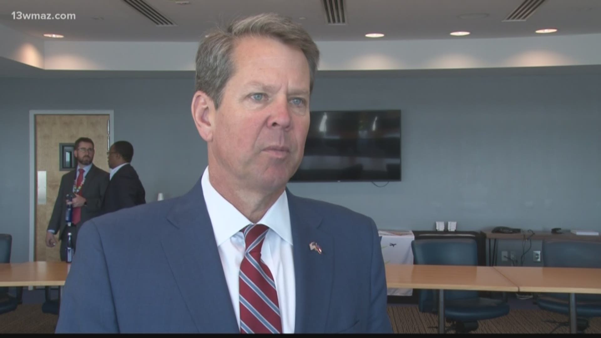 Kemp traveled around the state Wednesday to speak about his first 100 days in office as Georgia's governor