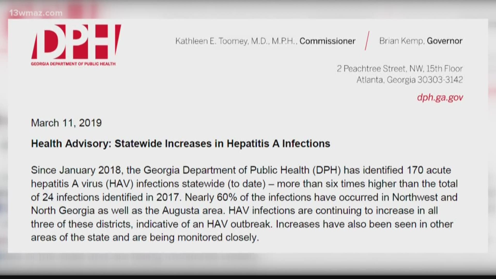 One of the most common ways to get Hepatitis A is through contaminated food, according to the Georgia Department of Public Health. They issued an advisory last month that there's been a statewide increase in infections of the virus.