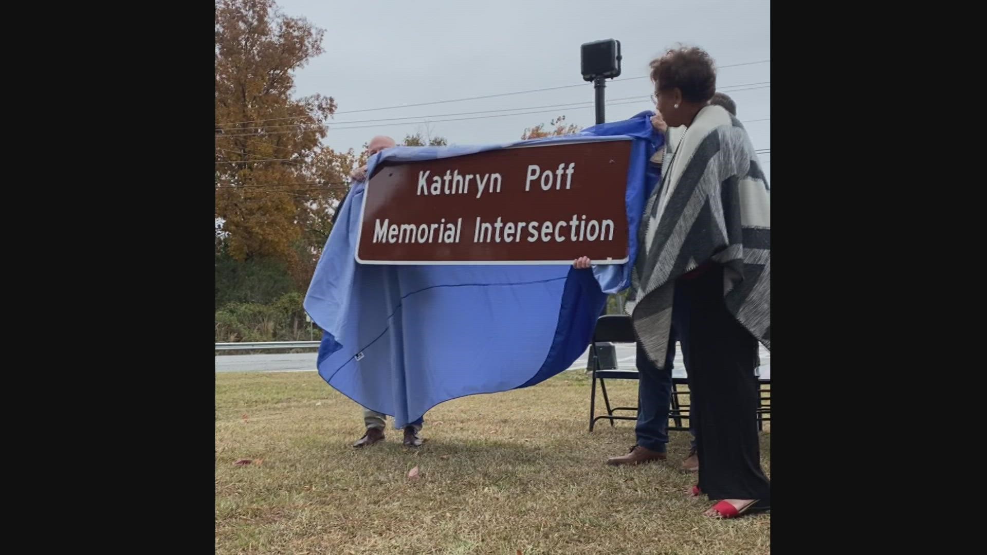 Intersection dedicated to Kathryn Poff.