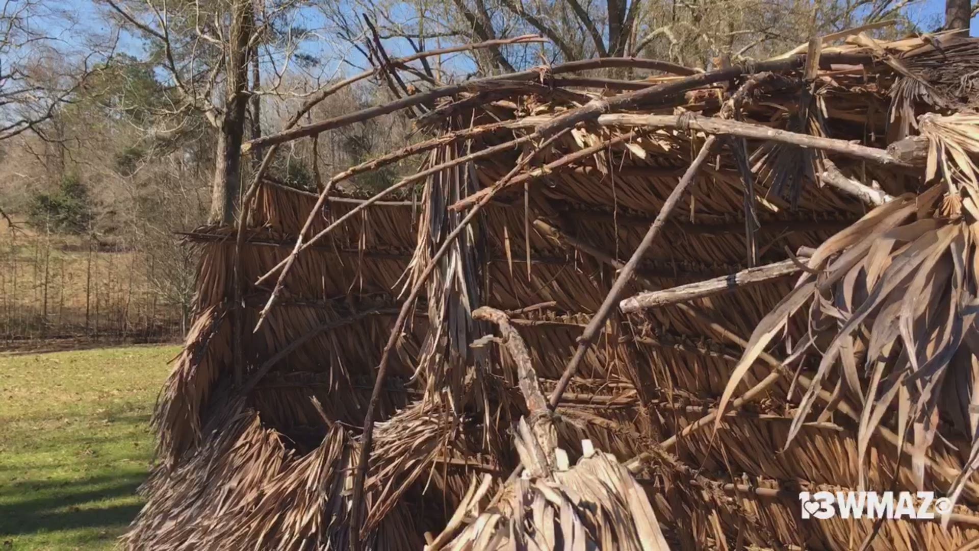 Surveillance footage from the Ocmulgee National Monument shows people crushing the roof of the Woodland house at the park