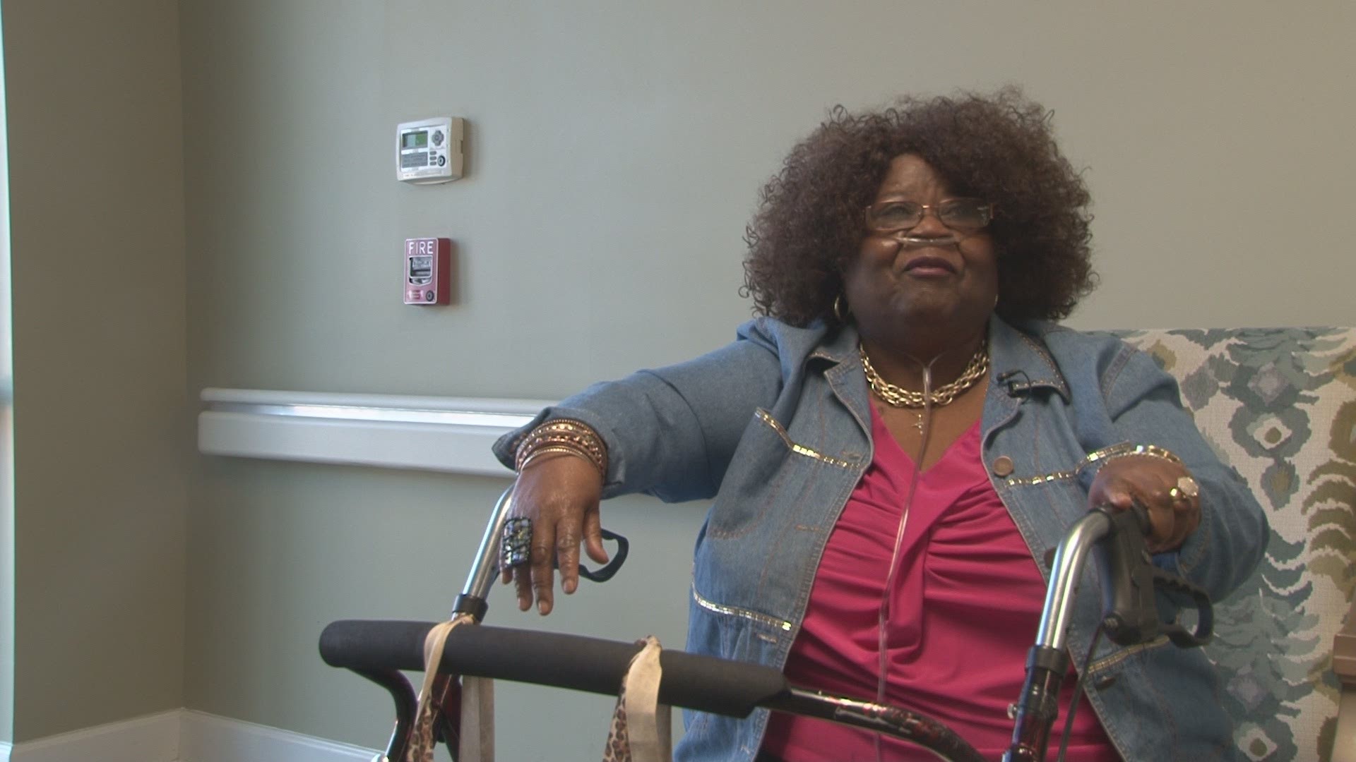 Resident Patricia Graham speaks on senior housing