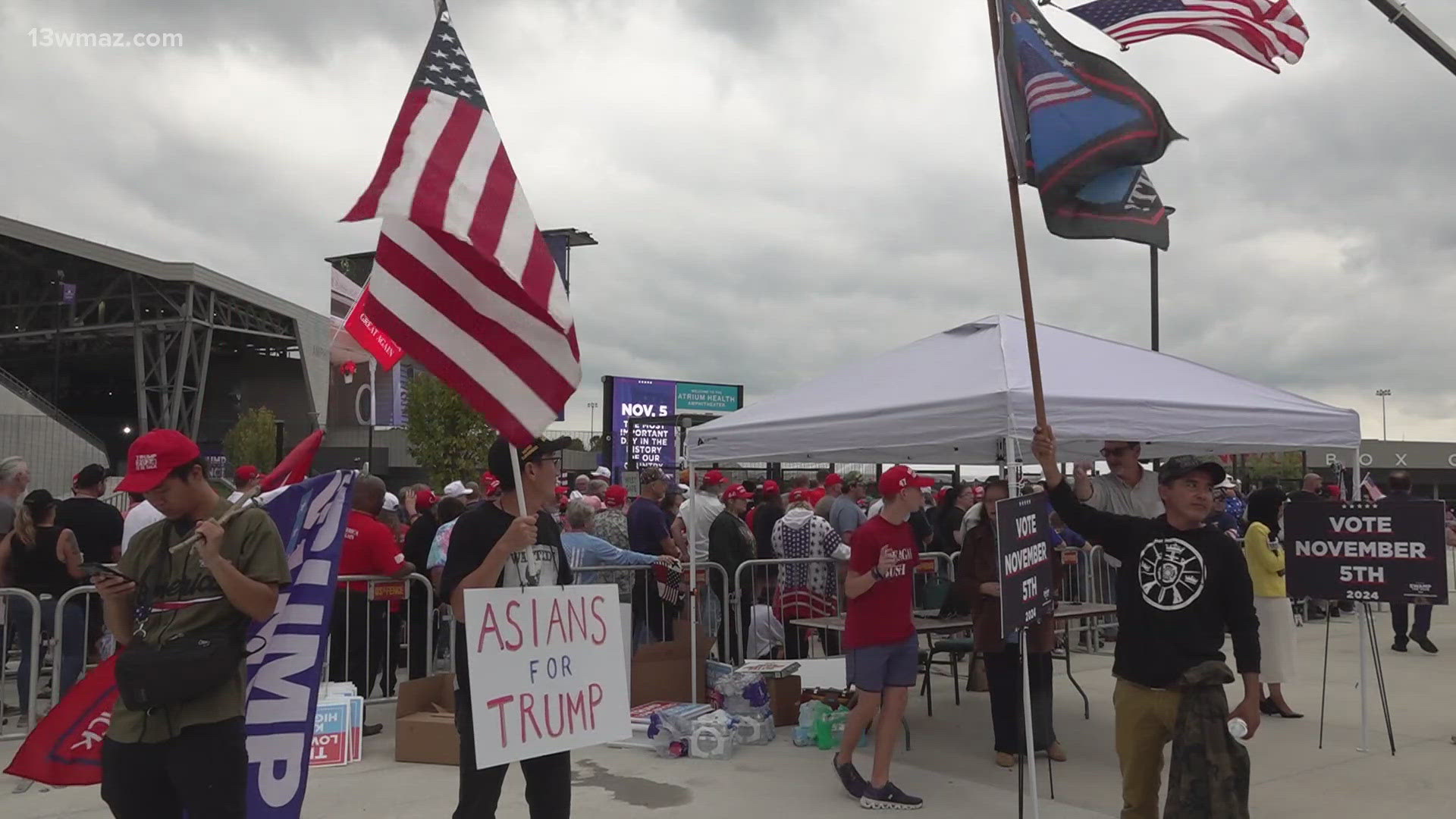 While reportedly running late, Donald Trump's supporters eagerly await the former president's eventual arrival. Some said they've been waiting since 5 a.m.