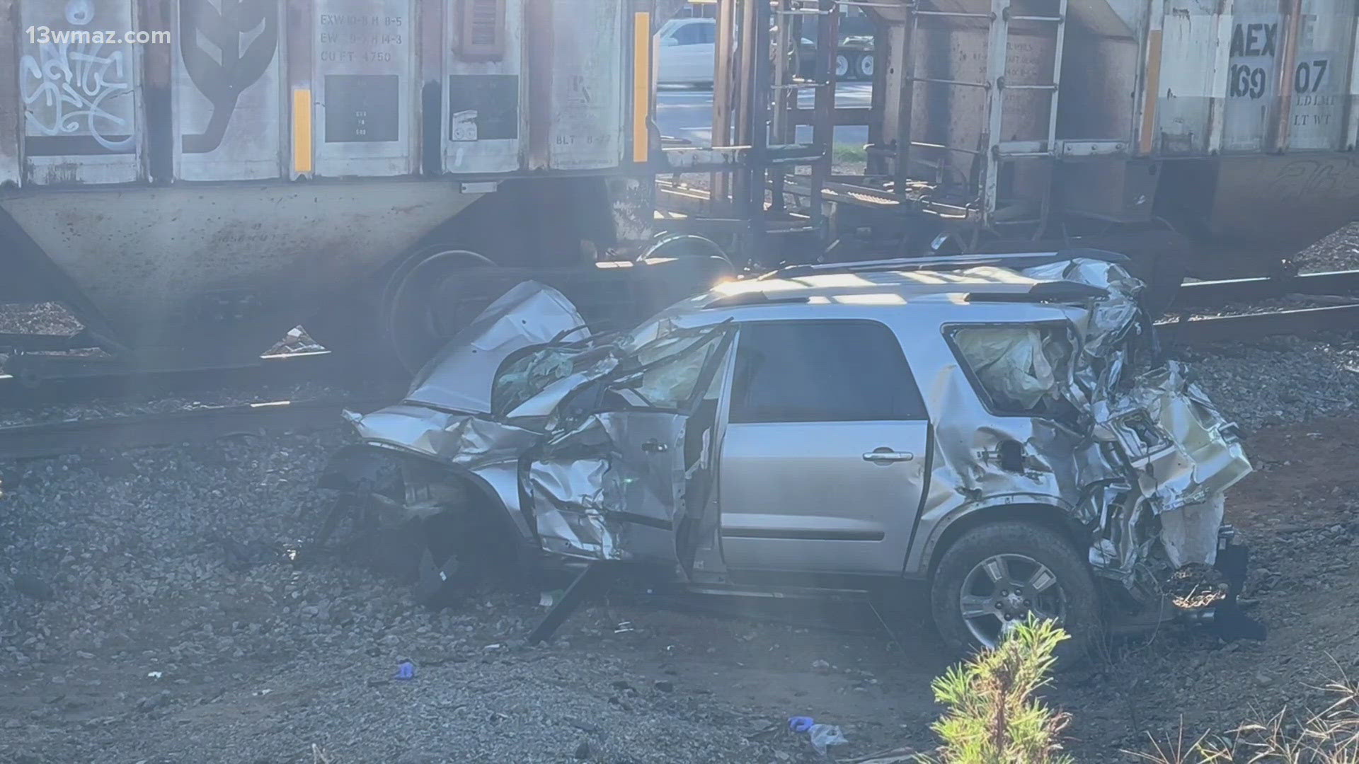 It happened at the train crossing at Forsyth Road and Tucker Road at around 2:35 p.m.