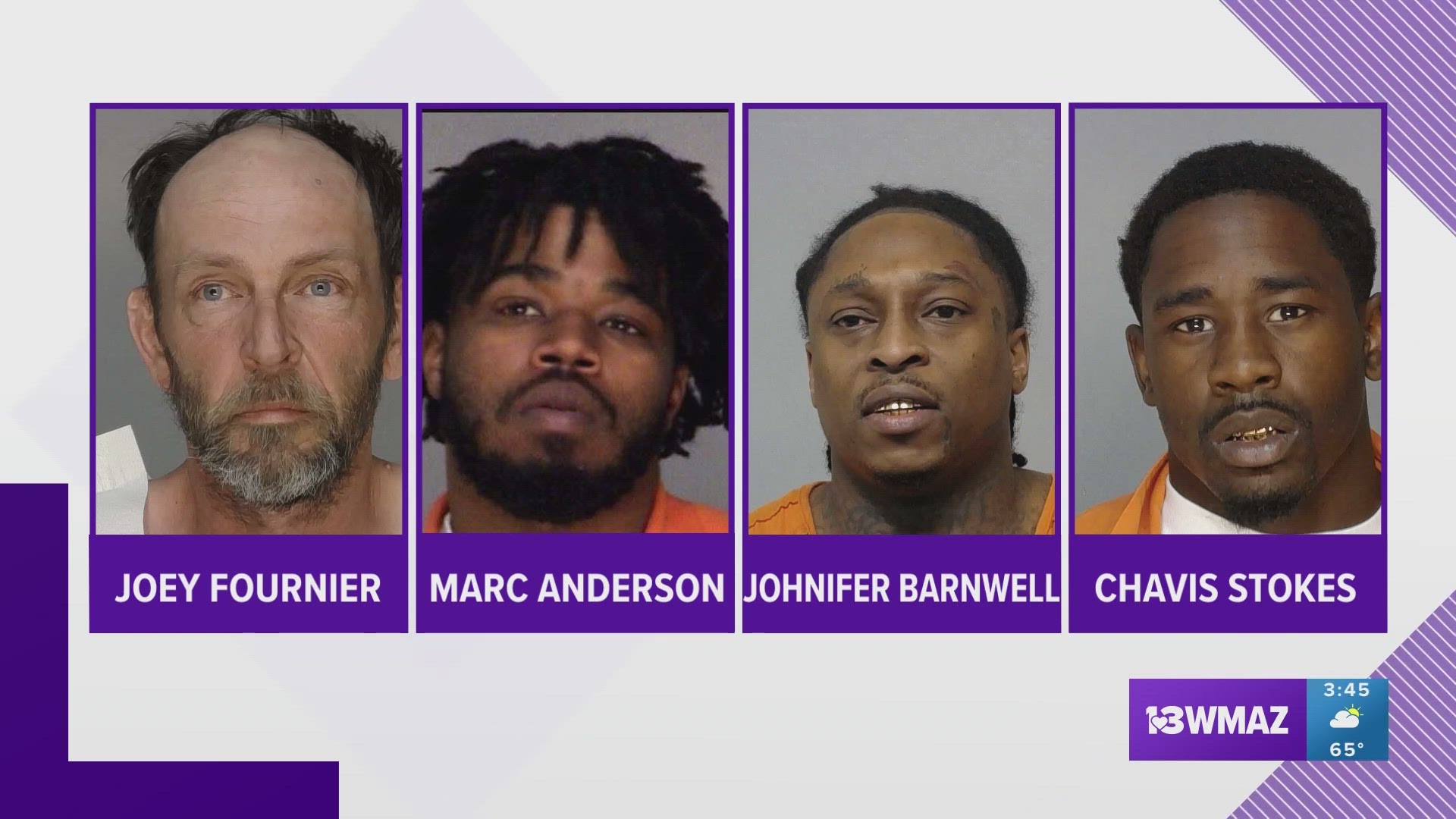 The four men include an accused murderer, one held for the U.S. Marshals, one accused of aggravated assault and another held for drug trafficking.