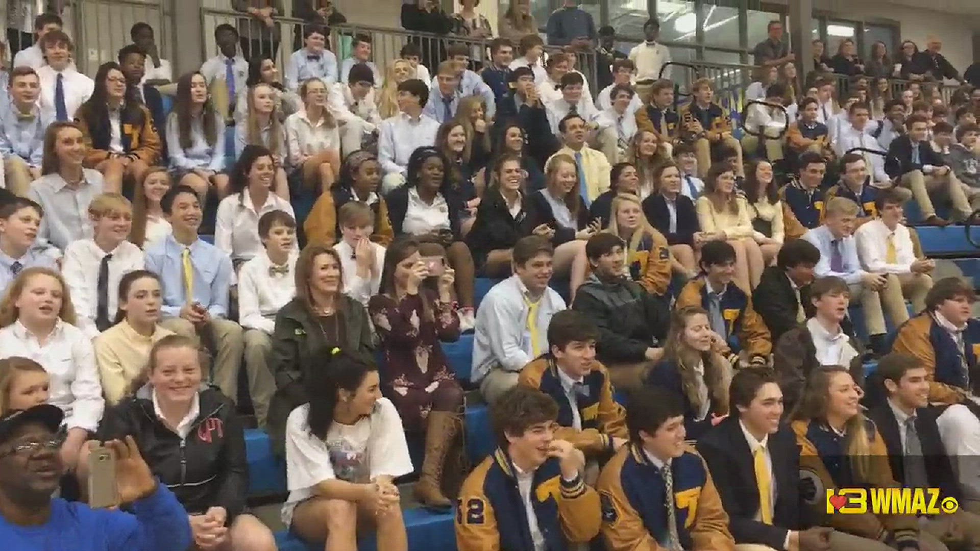 Tattnall students serenade Destin Mack as he signs with The Citadel on his birthday.