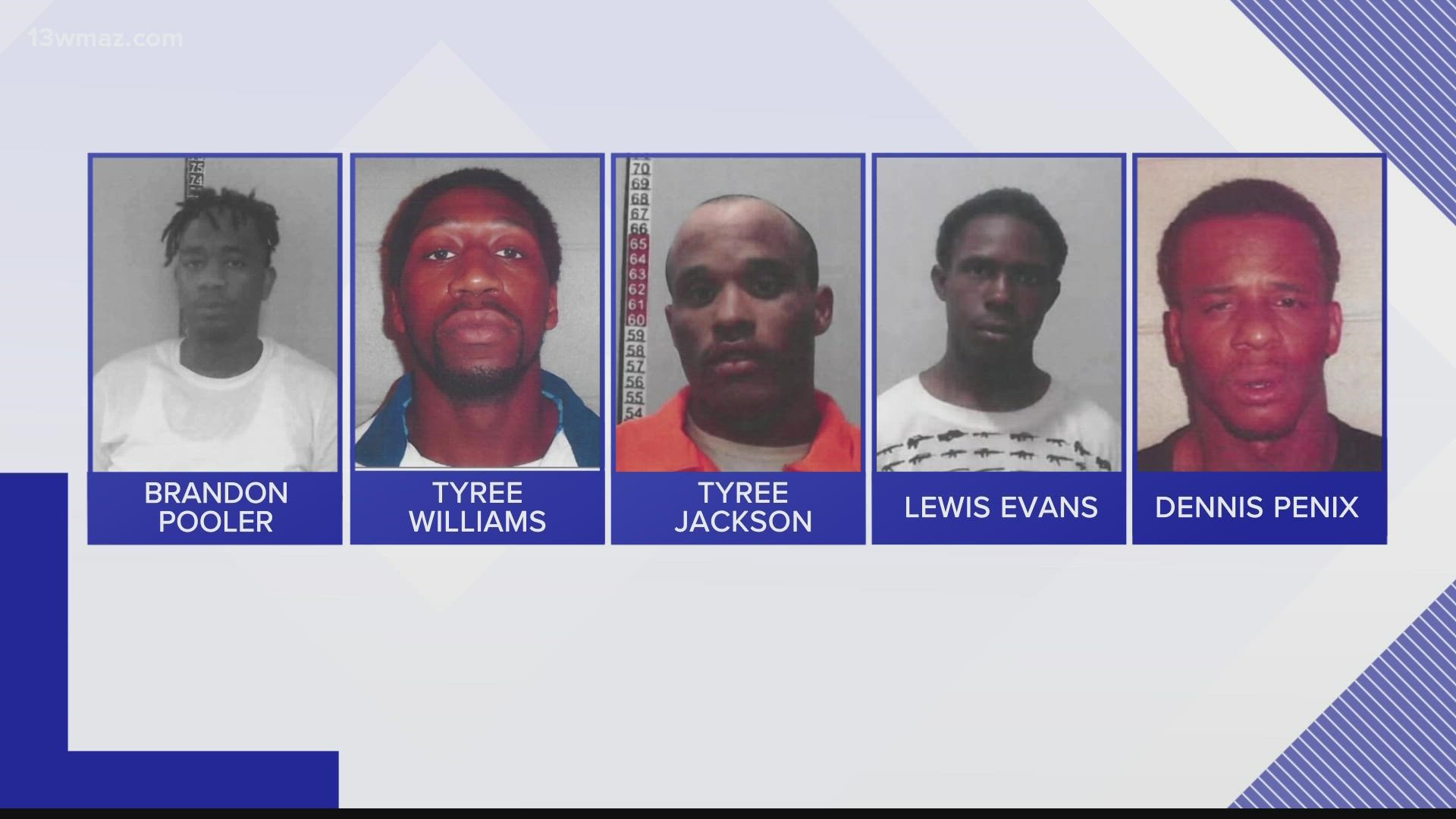 The five inmates are said to be extremely dangerous, and escaped in a stolen white vehicle around 11 p.m. Friday.