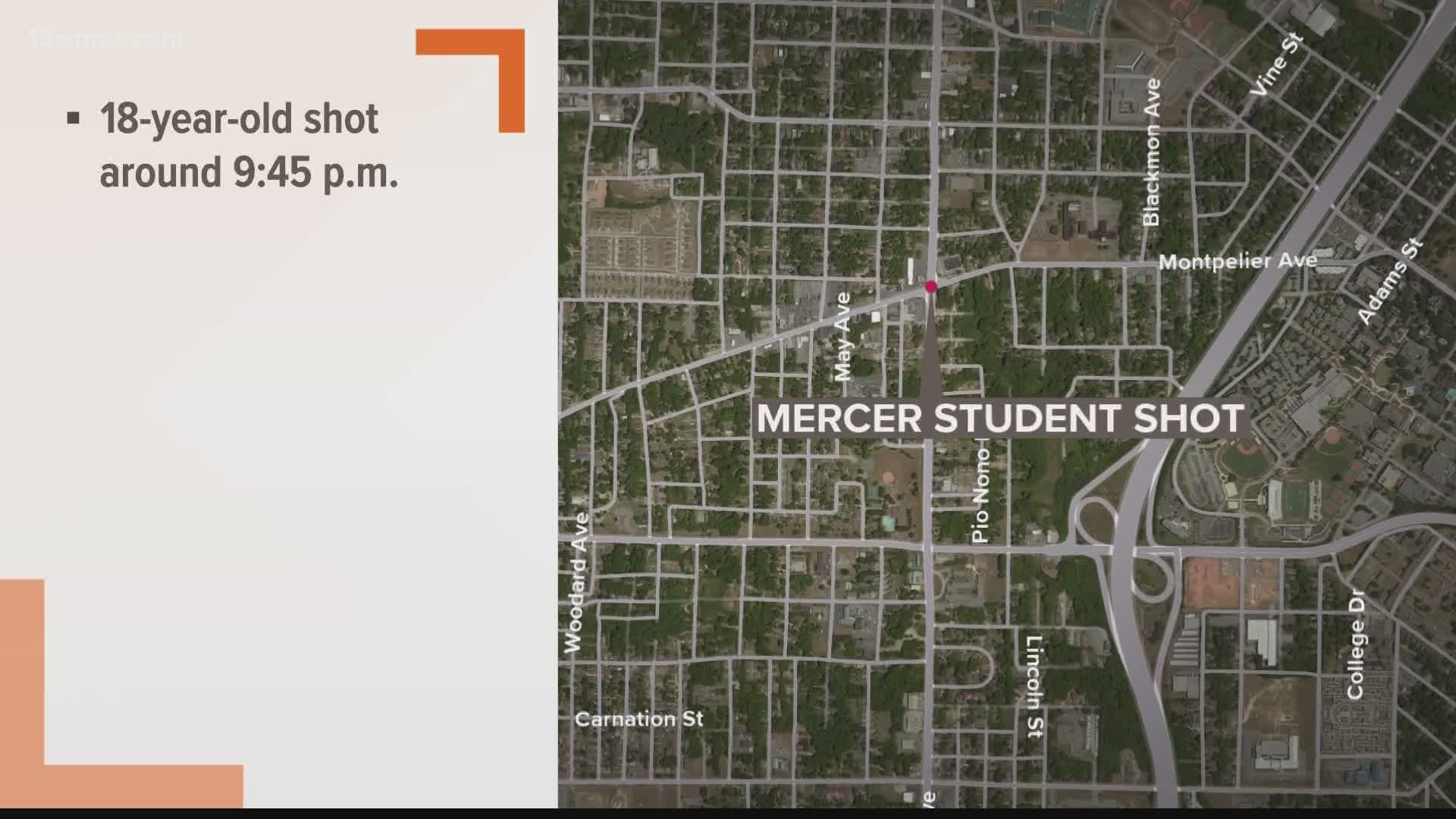 According to an email sent to Mercer students, the victim and her two passengers were on their way back to campus when someone shot at their car