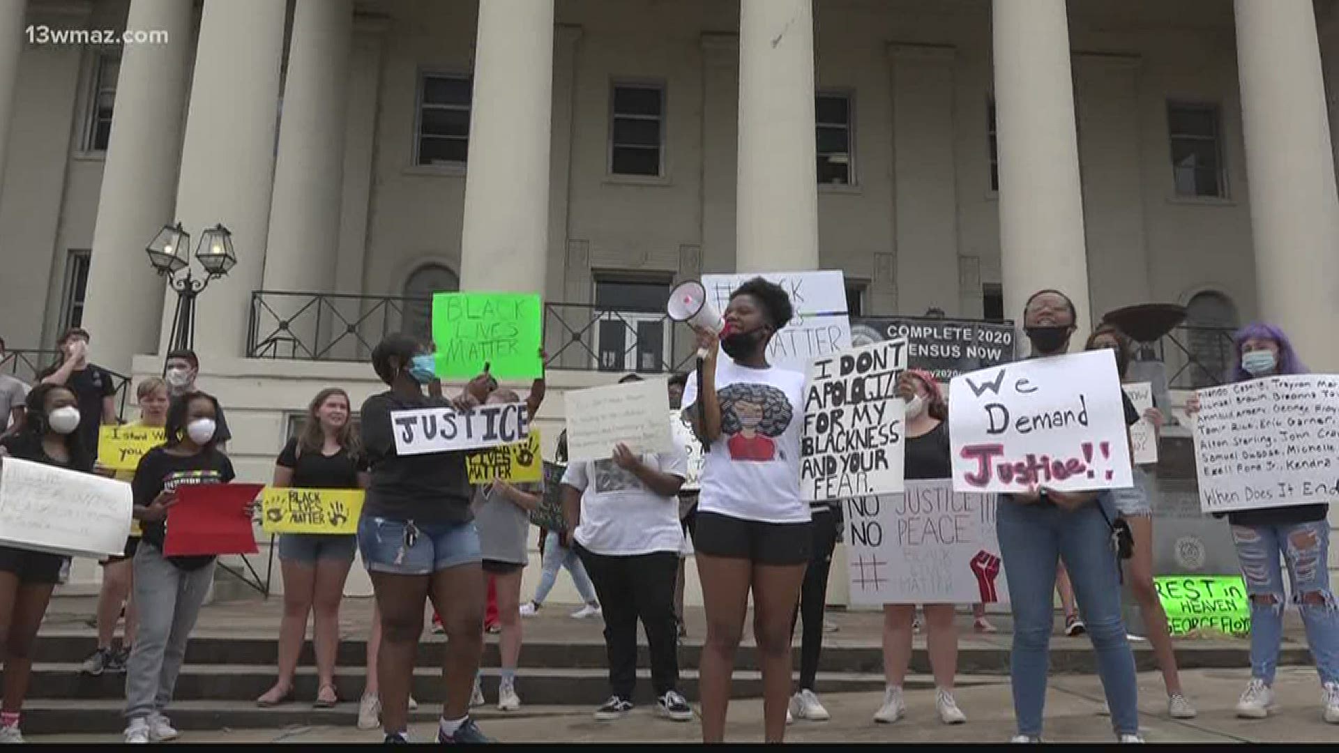 People gathered to peacefully protest on Saturday afternoon.