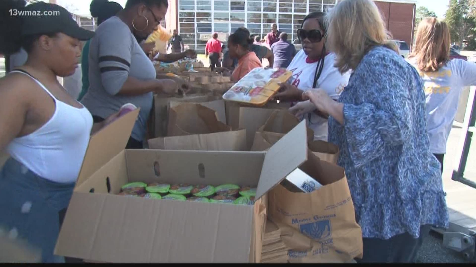 Mobile food pantry helps Michael victims