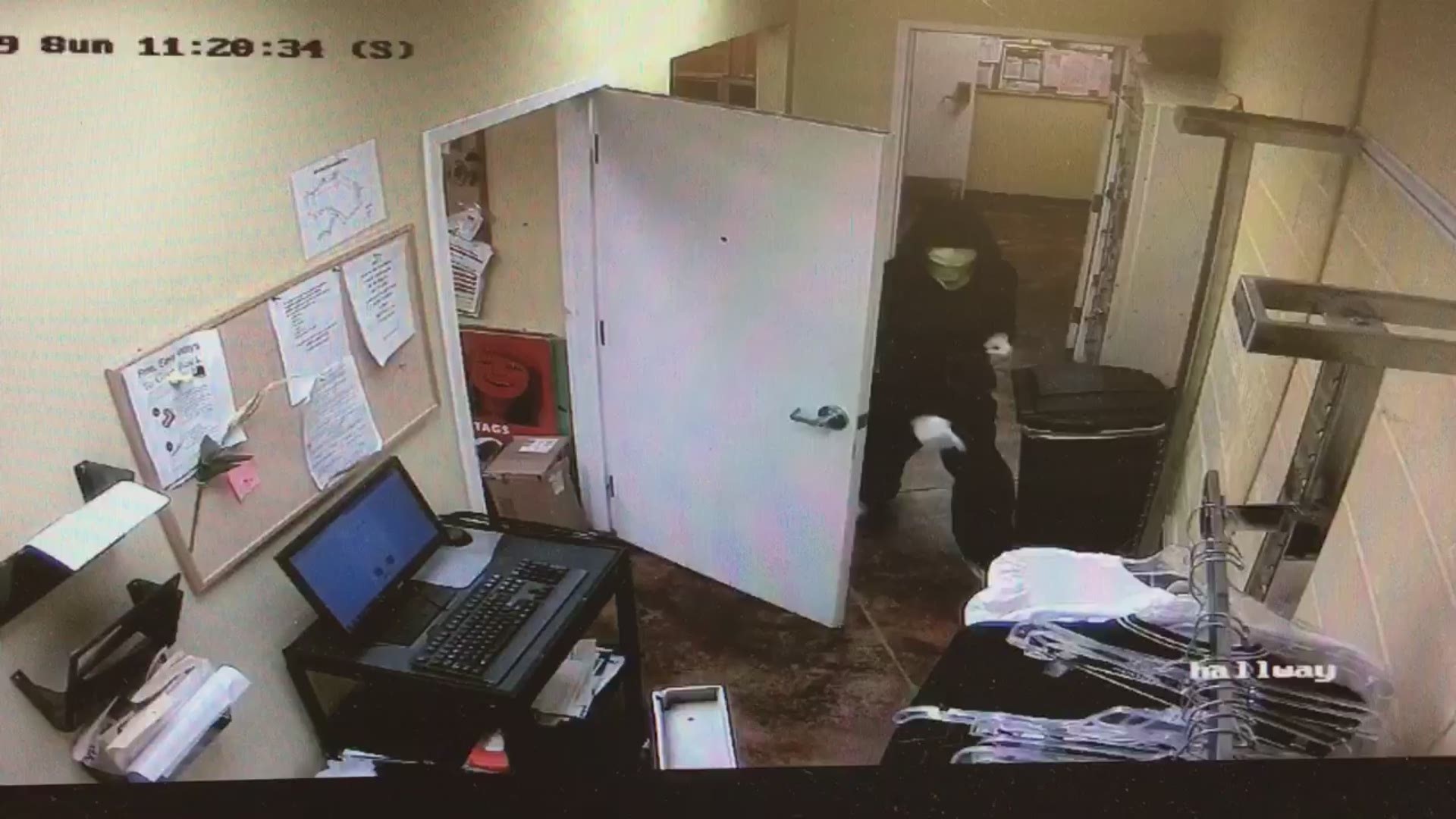 The Bibb County Sheriff's Office says they're looking for a suspect in an armed robbery that happened at the Goodwill on Zebulon Road Sunday morning. Here's security cam footage of the suspect.
