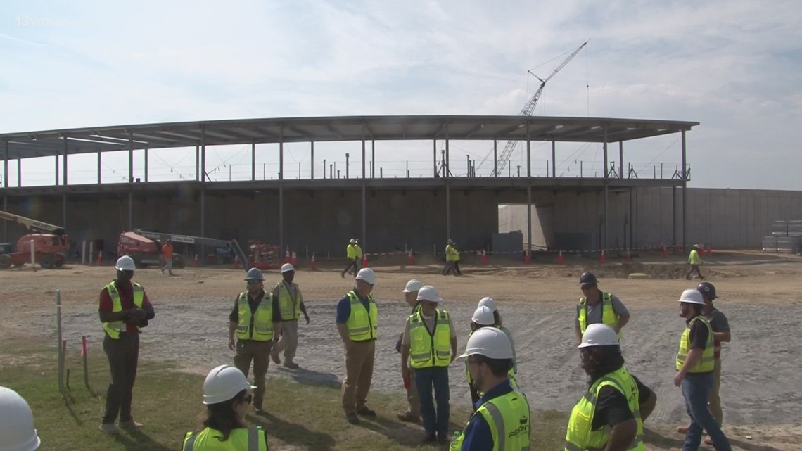 Take a look inside progress at the Macon Amphitheater and mall