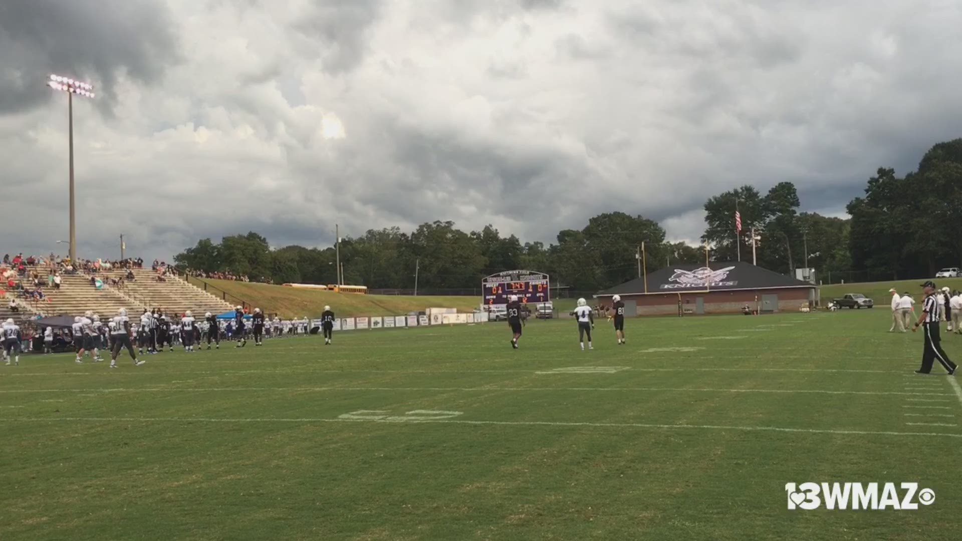The matchup between Veterans High School and Upson Lee High School was temporarily stopped for a lightning delay.