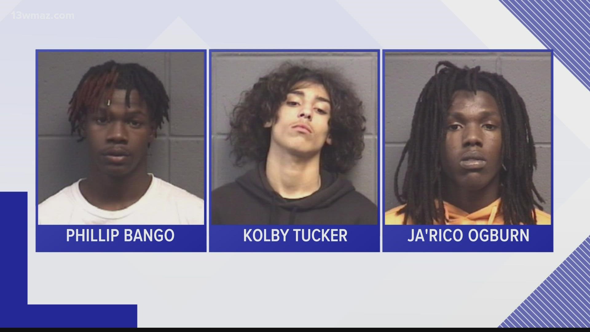 The men were identified as: 18-year-old Phillip Bango, 18-year-old Kolby Tucker and 18-year-old Ja’rico Ogburn.