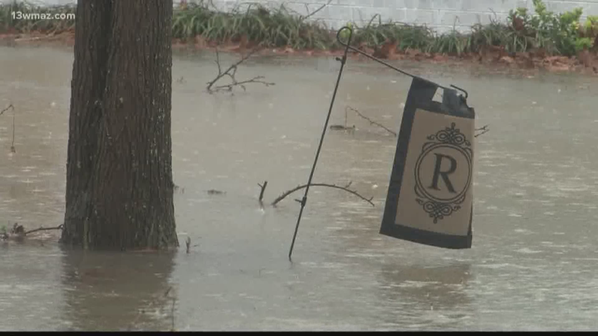 The heavy rain and gusty winds caused power outages traffic delays and flooding around Macon.