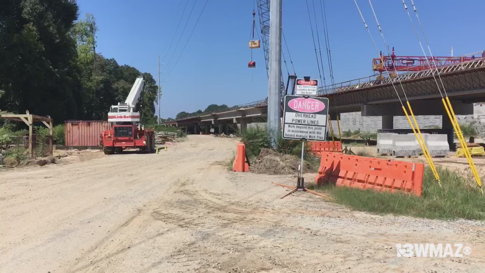 A construction worker is in critical condition at Navicent Health after falling almost 30 feet from a metal bridge into a concrete drainage ditch.