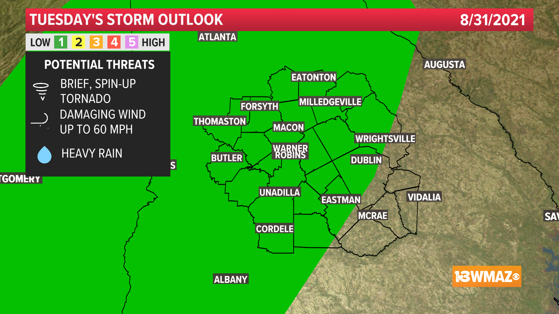 Possible severe weather coming to Central on Tuesday