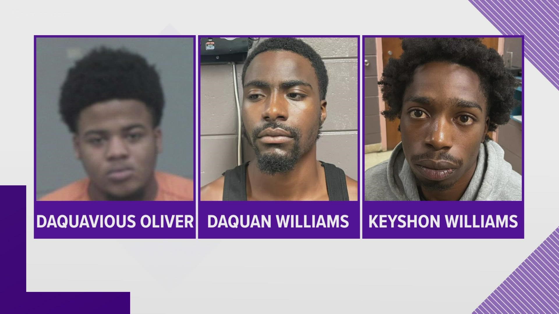 Daquavious Oliver was arrested Monday. Daquan Williams was arrested Sunday morning.