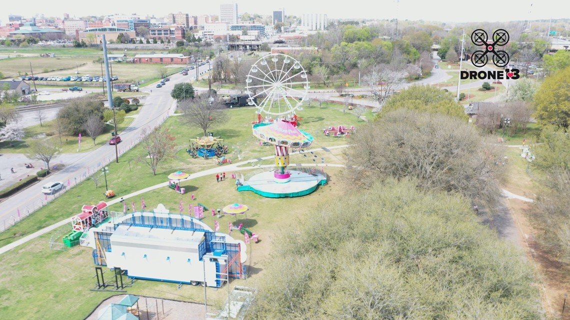 Aerial view of Macon's 2021 Cherry Blossom Festival