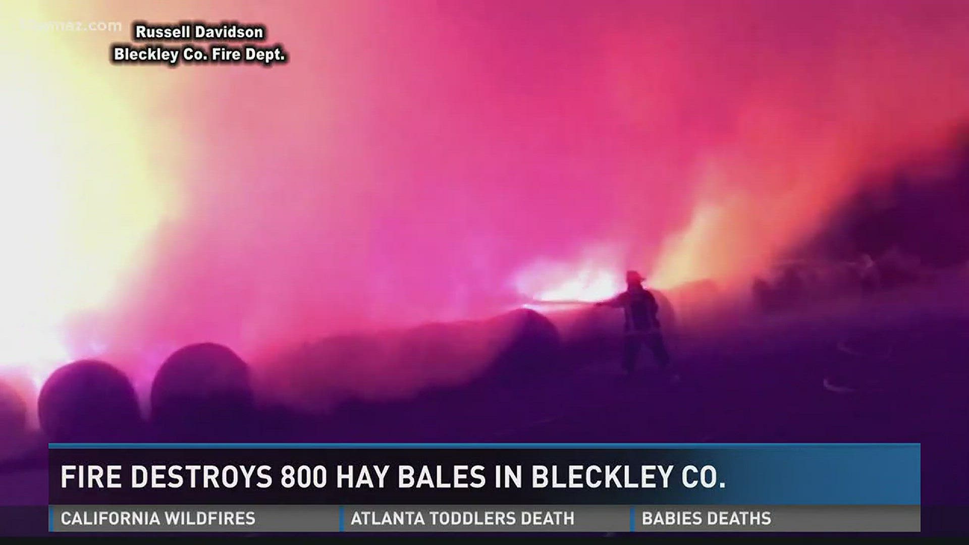 Fire destroys 800 hay bales in Bleckley Co.