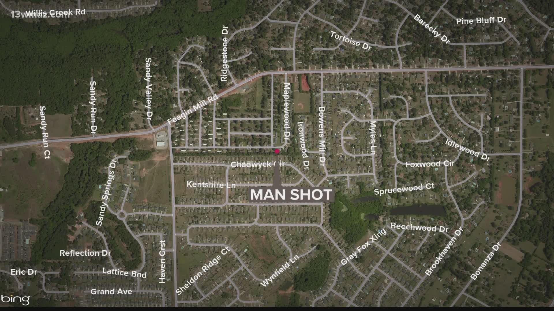 A man said he was home alone when he heard a knock at his door. When he opened up, another man shot at him before running away.