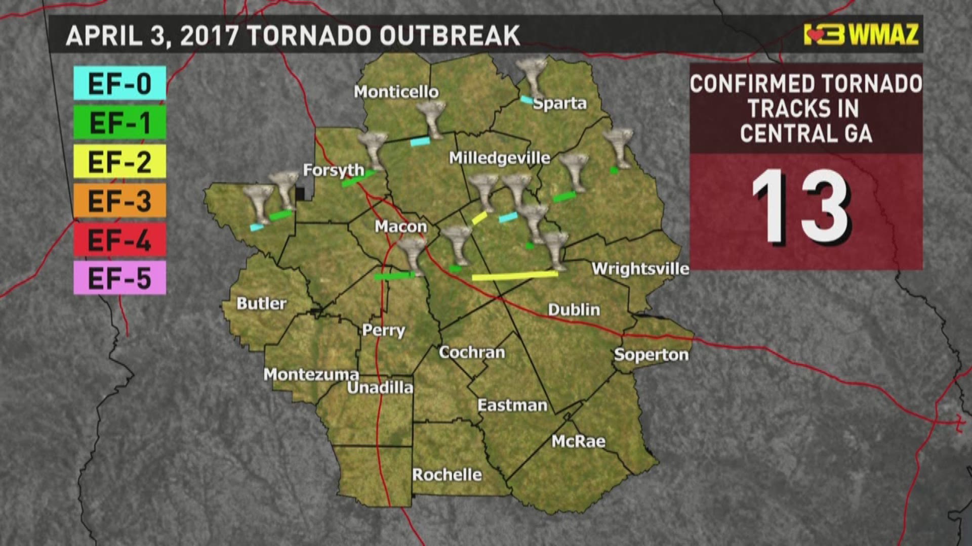 33 tornadoes hit North, Central Ga. April 3-5