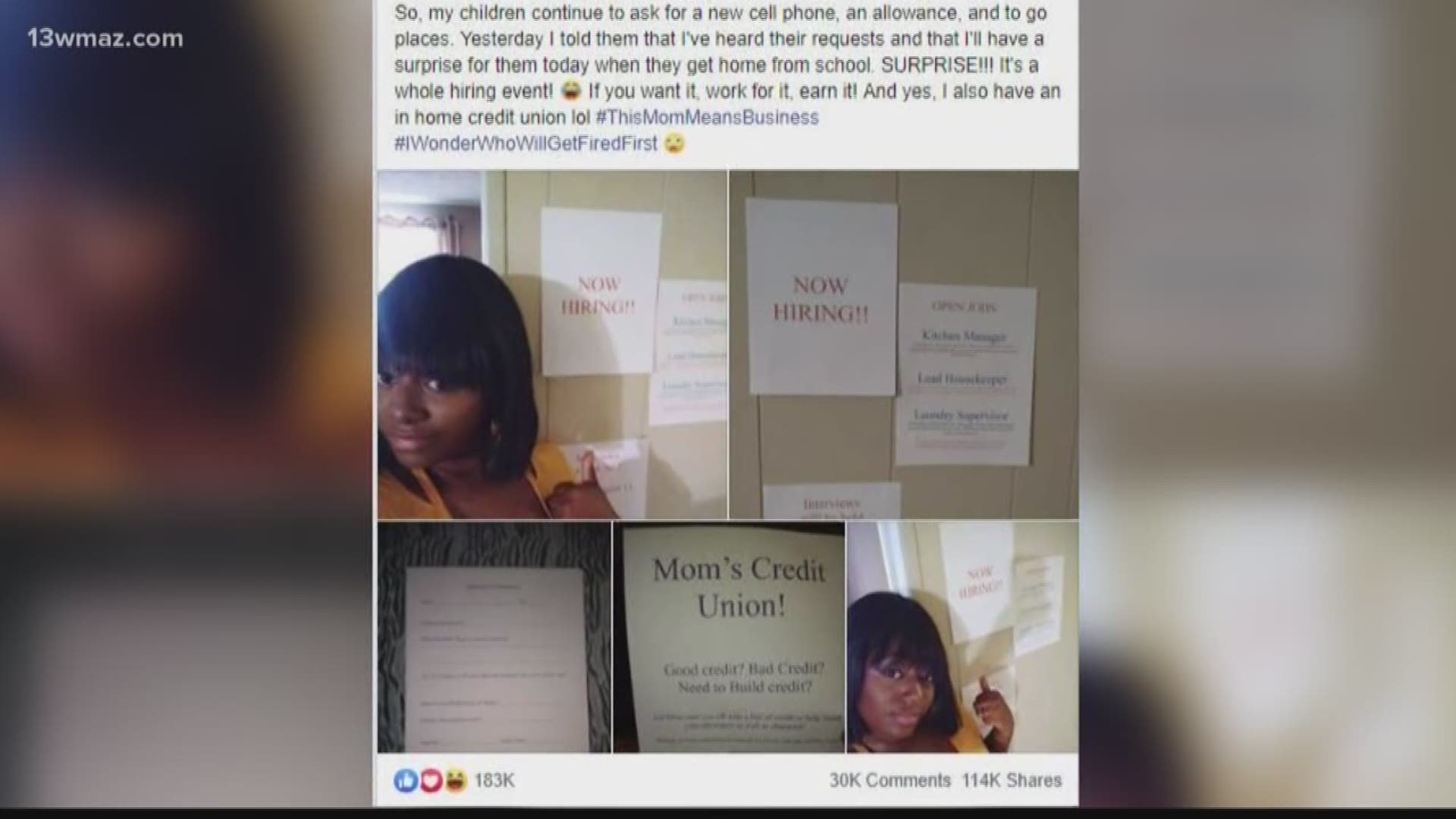 A Dublin mom's Facebook post is trending for teaching her children how to handle their money. It got over 150,000 likes, more than 100,000 shares, and almost 30,000 comments. Shaketha McGregor says she has had her fair share of tough times, and she wanted to teach her kids the value of money saving and jobs.