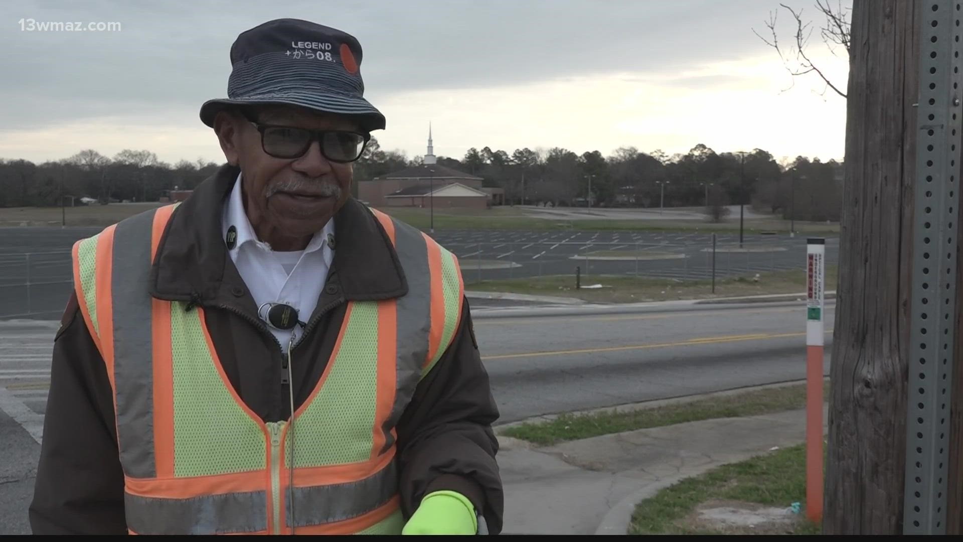 Roscoe King decided to be a crossing guard when he saw cars honking at kids crossing the street to go to school.