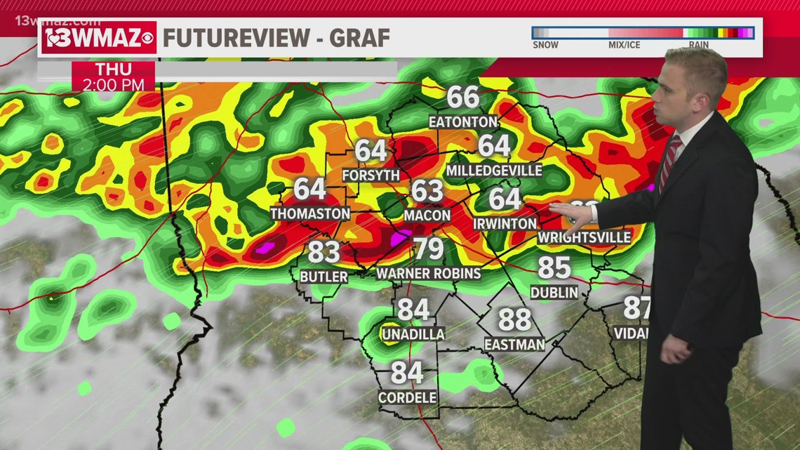 Level 3 threat for severe storms this afternoon and tomorrow ... - 13WMAZ