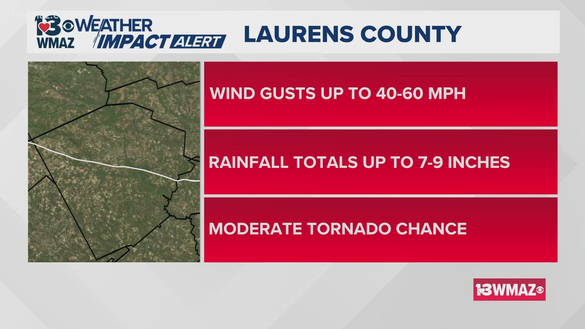 The projected impacts for three Central Georgia counties.