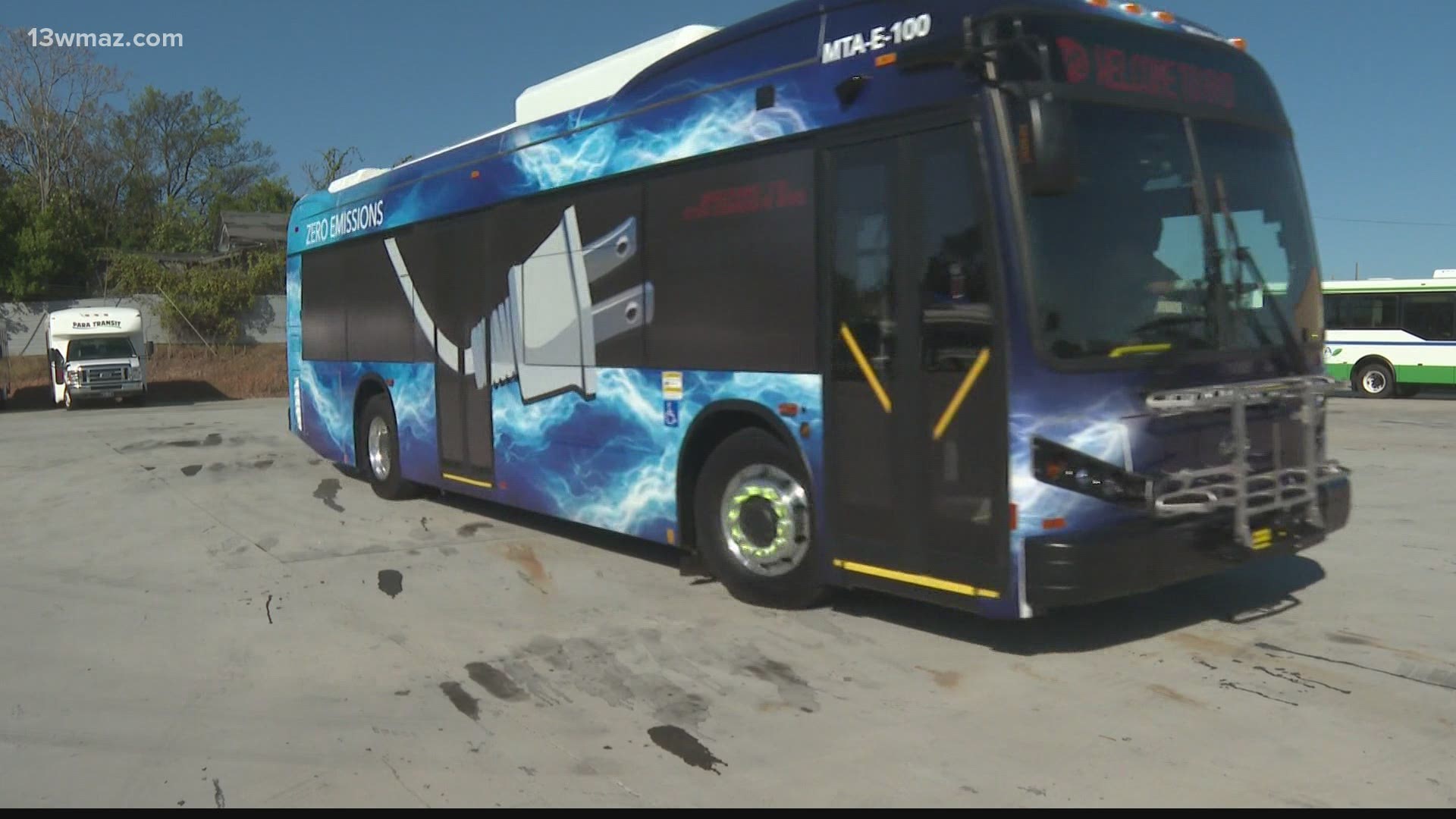 You'll soon see bright blue buses around Macon. The Macon-Bibb Transit Authority will roll out two new electric buses.