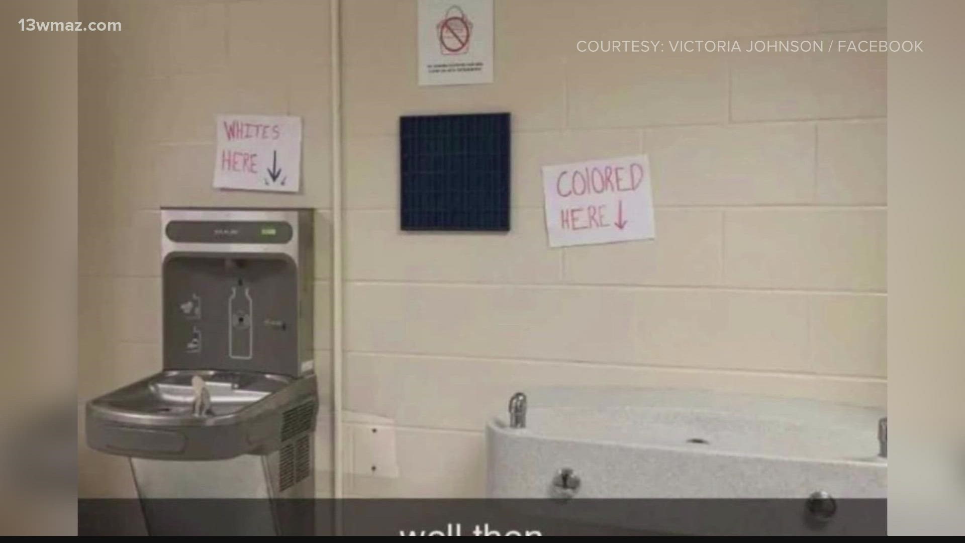 According to the principal, the person responsible for putting the signs up has been dealt with.