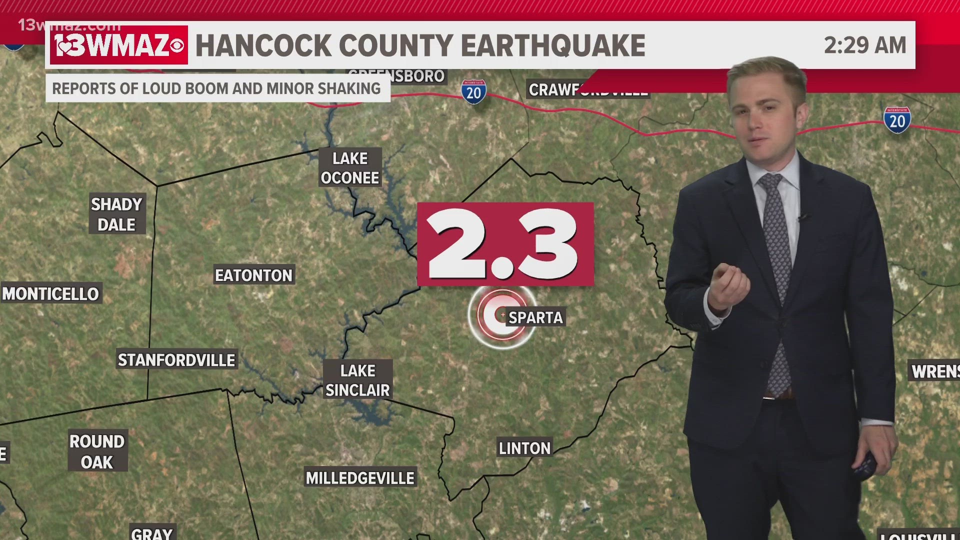 The quake registered at a magnitude 2.3, about 2 miles west of downtown Sparta.