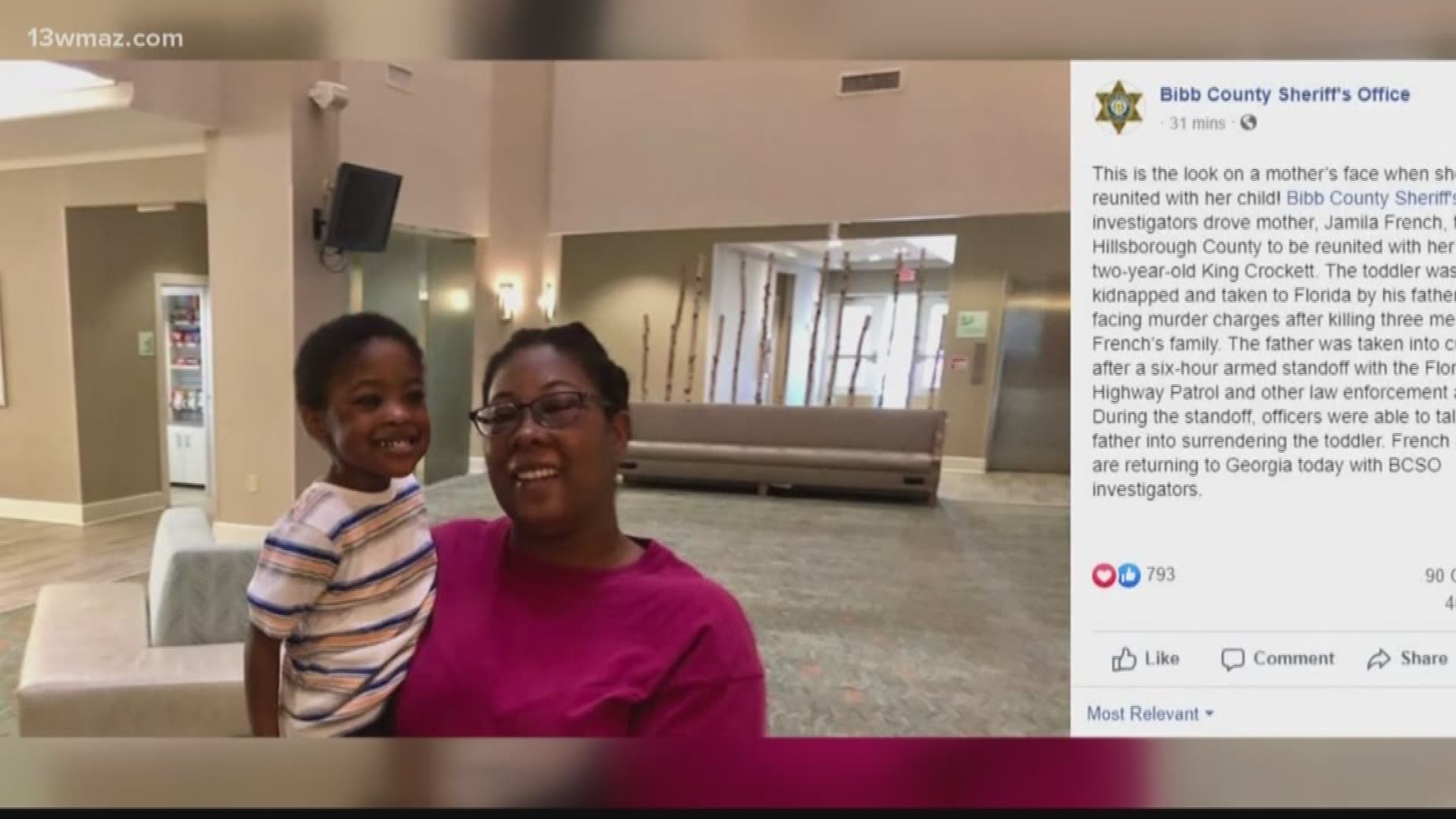 2-year-old King Crockett is safely back in Georgia with his mother. King's father Caesar Crockett was accused of killing the child's grandparents and aunt.