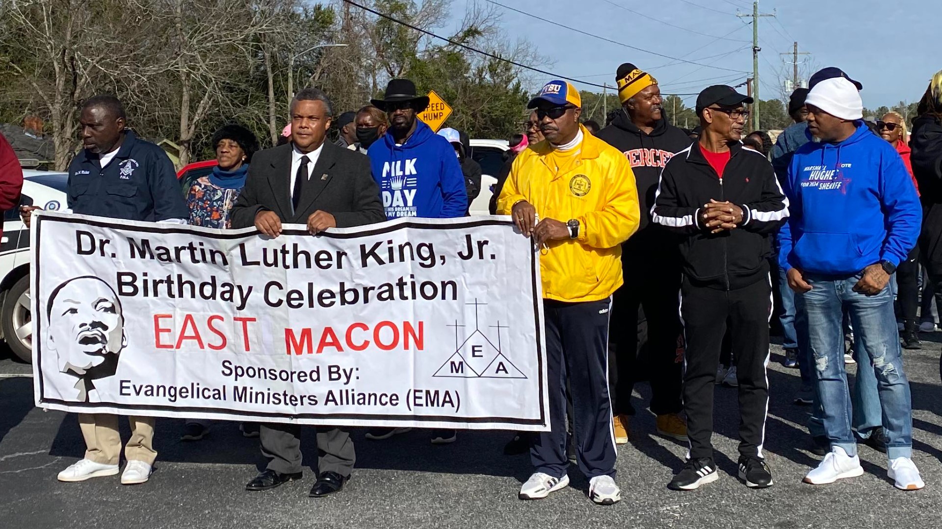 Marches were held at four locations, and they all met up at the Macon-Bibb Government Center for a ceremony at noon.