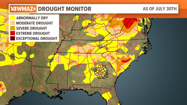 Parts of Central Georgia under a moderate drought | 13wmaz.com