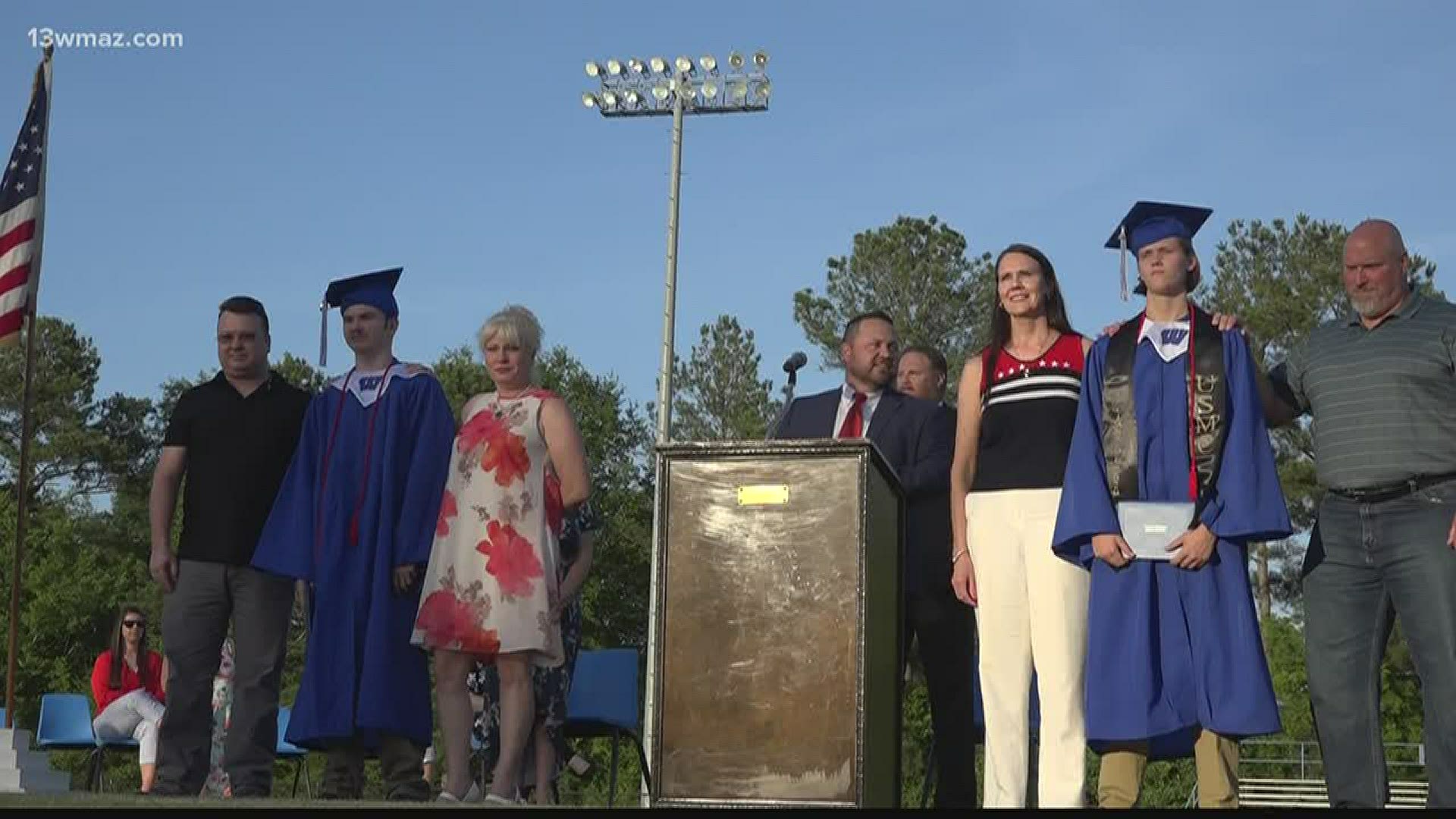 High schools across Central Georgia have announced new graduation dates, but the Windsor Academy Knights decided to give two of their graduates a special send off.