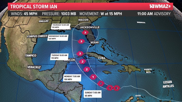 Saturday 9/24 11 a.m. Update: Tropical Storm Ian expected to impact southeast as a major hurricane