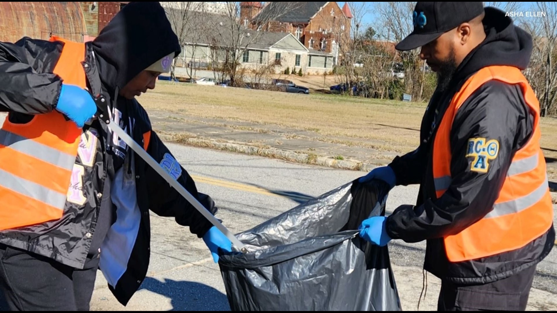 Together, volunteers picked up over 30 bags of trash.