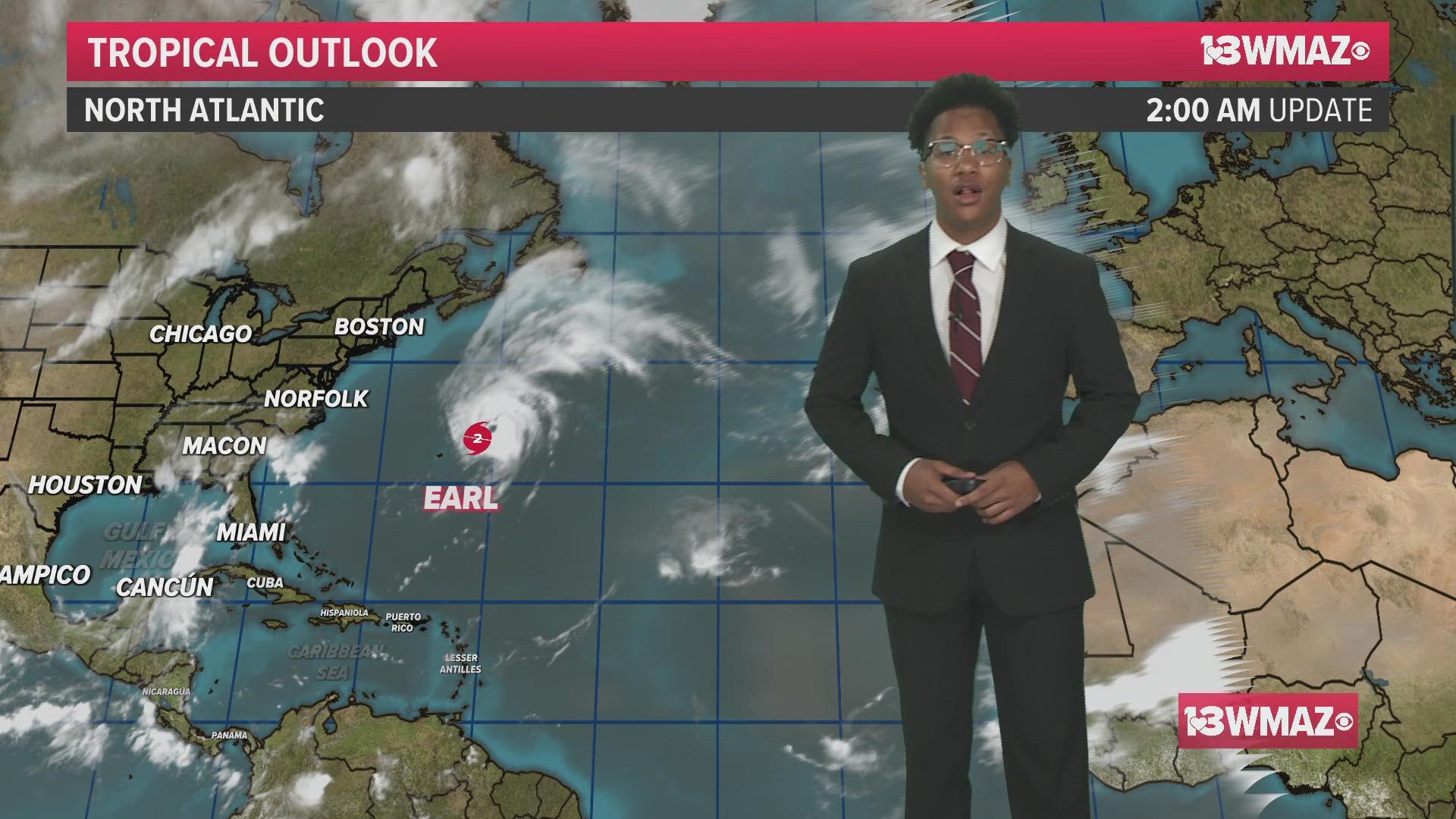 A few areas of development and Earl, none of which headed towards the U.S. at this time.