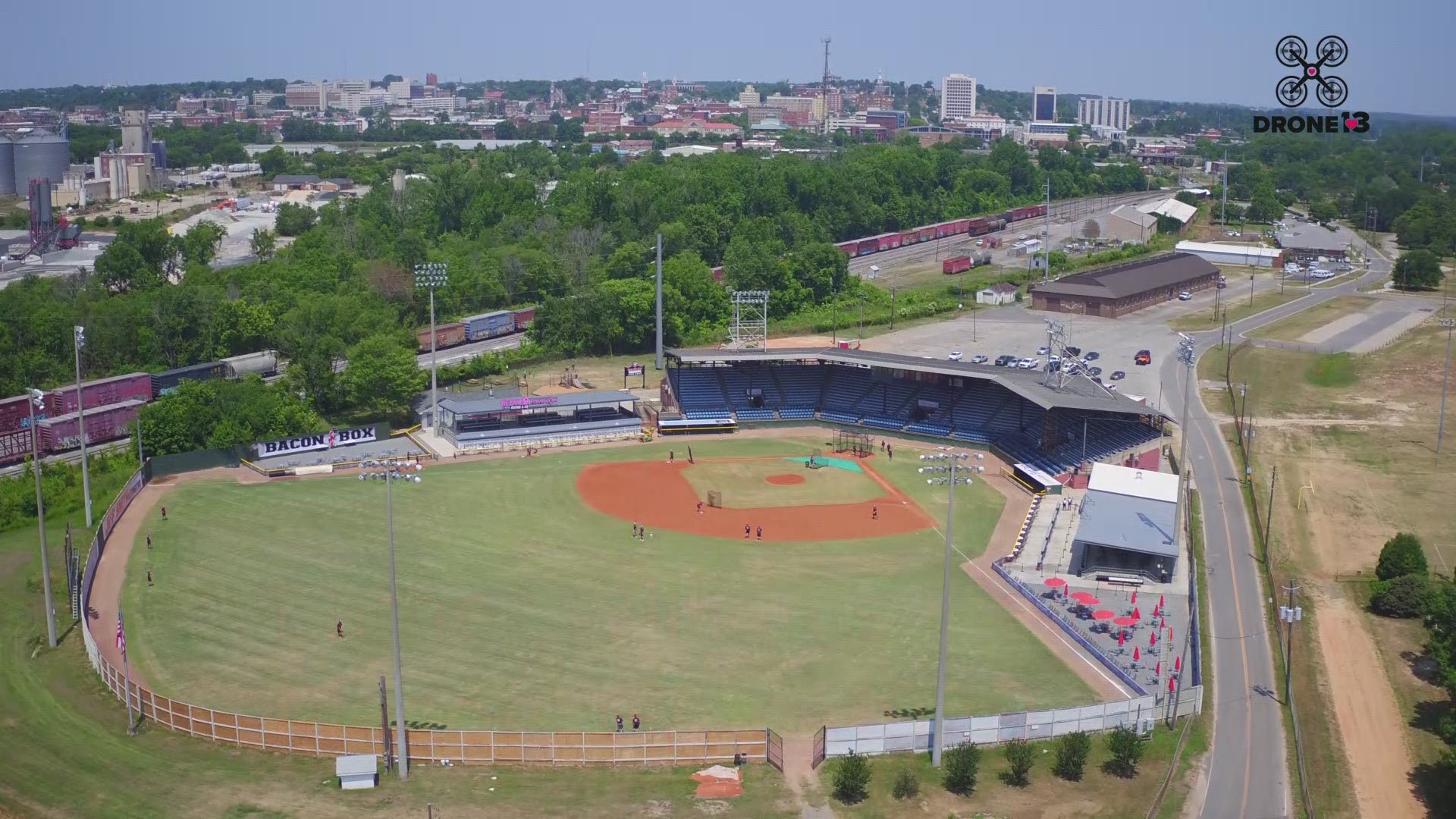 #Drone13 caught the 2019 Macon Bacon taking the field as our crews checked out off season improvements to historic Luther Williams Field. The minor league park dates to 1929.