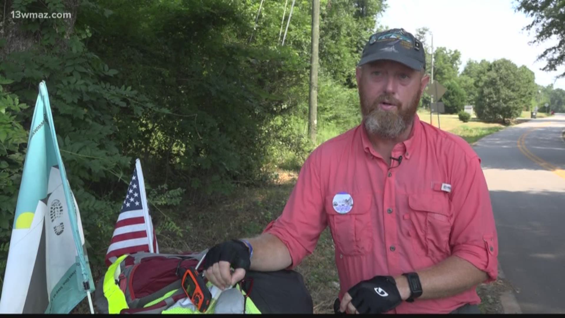 For the last four months, Jimmy Novak has walked his way from the state of Washington through the country, and this week, he's in Central Georgia. Kayla Solomon caught up with him along Highway 41 to find out why this walk is so important to him.