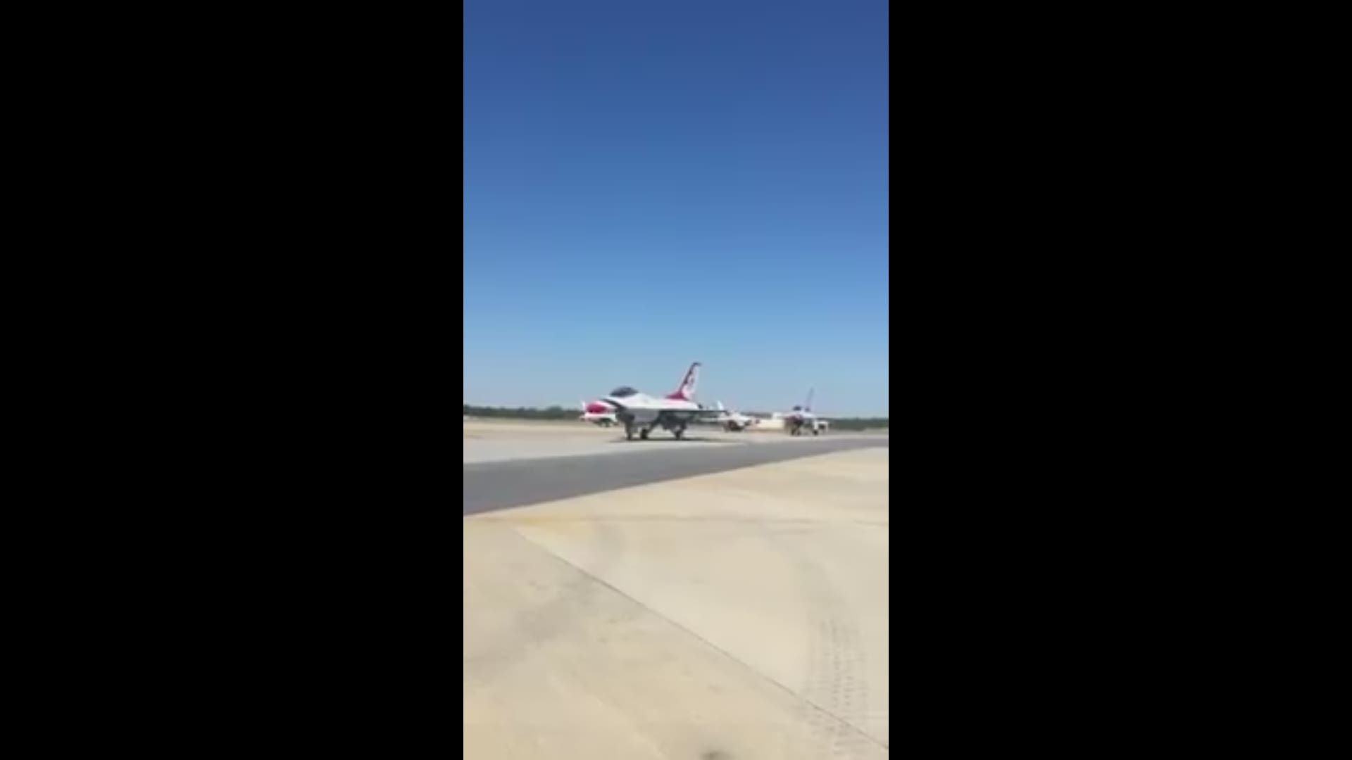 This video was shared with us from Nick Hamilton showing The Thunderbirds making their way down the runway Saturday before taking to the air over Robins AFB during the air show.