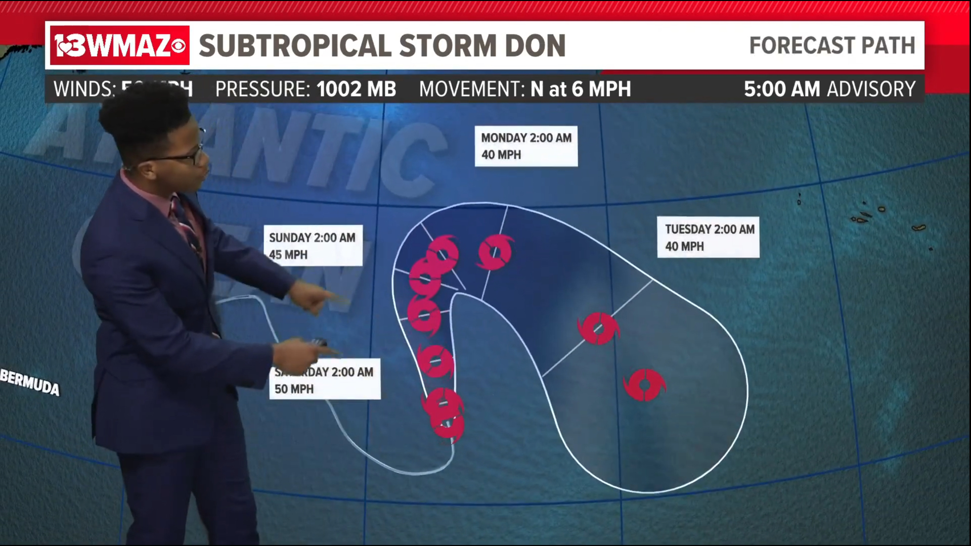 Subtropical Storm Don Tracks Across Central Atlantic | 13wmaz.com