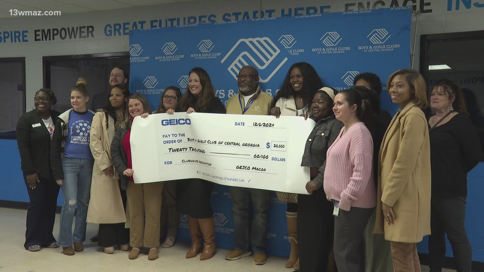 GEICO donated a $20,000 check to help repair damages to their building - meaning the club has raised nearly $50,000 for repairs.