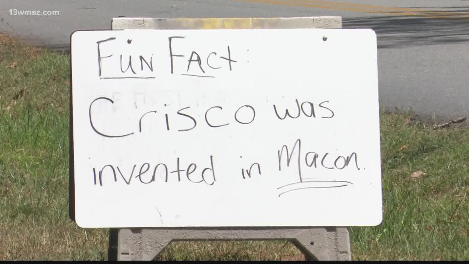 Barbara Loyd put a sign up to give people some fun facts as they ride through the neighborhood.