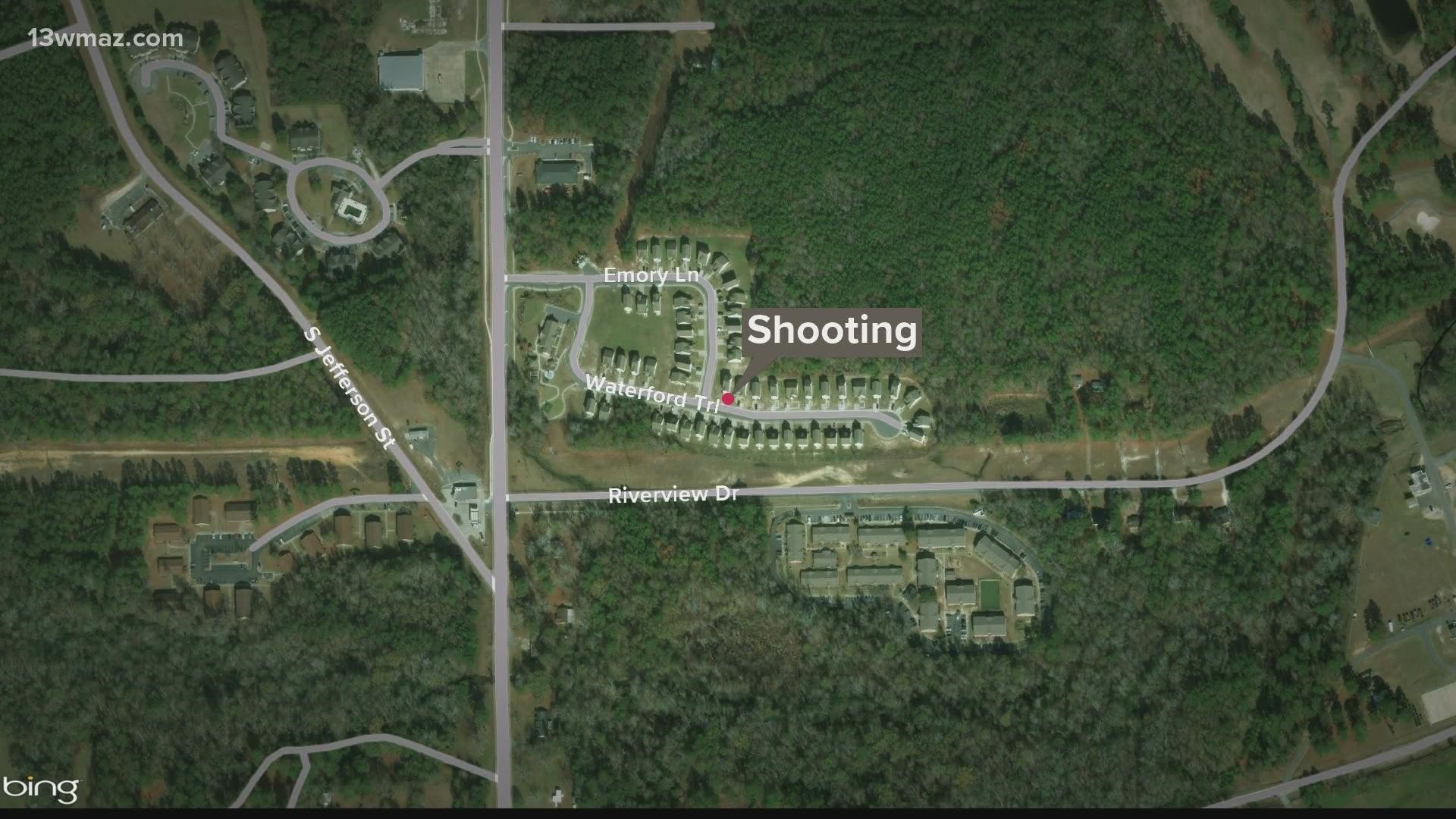 A Dublin man was hospitalized Sunday after a drive-by shooting at his apartment complex.