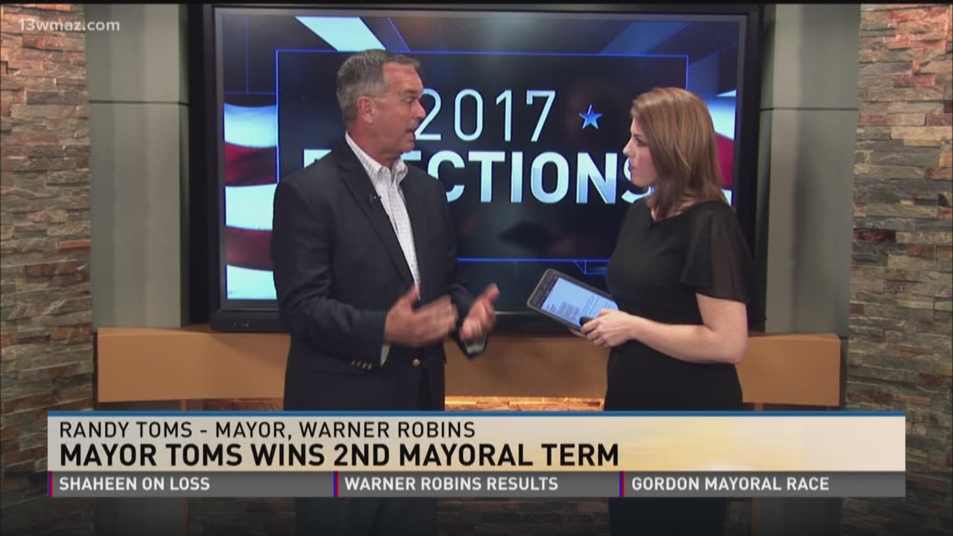 Warner Robins Mayor Randy Toms stopped by the 13WMAZ studio after his successful reelection bid in Tuesday's election.