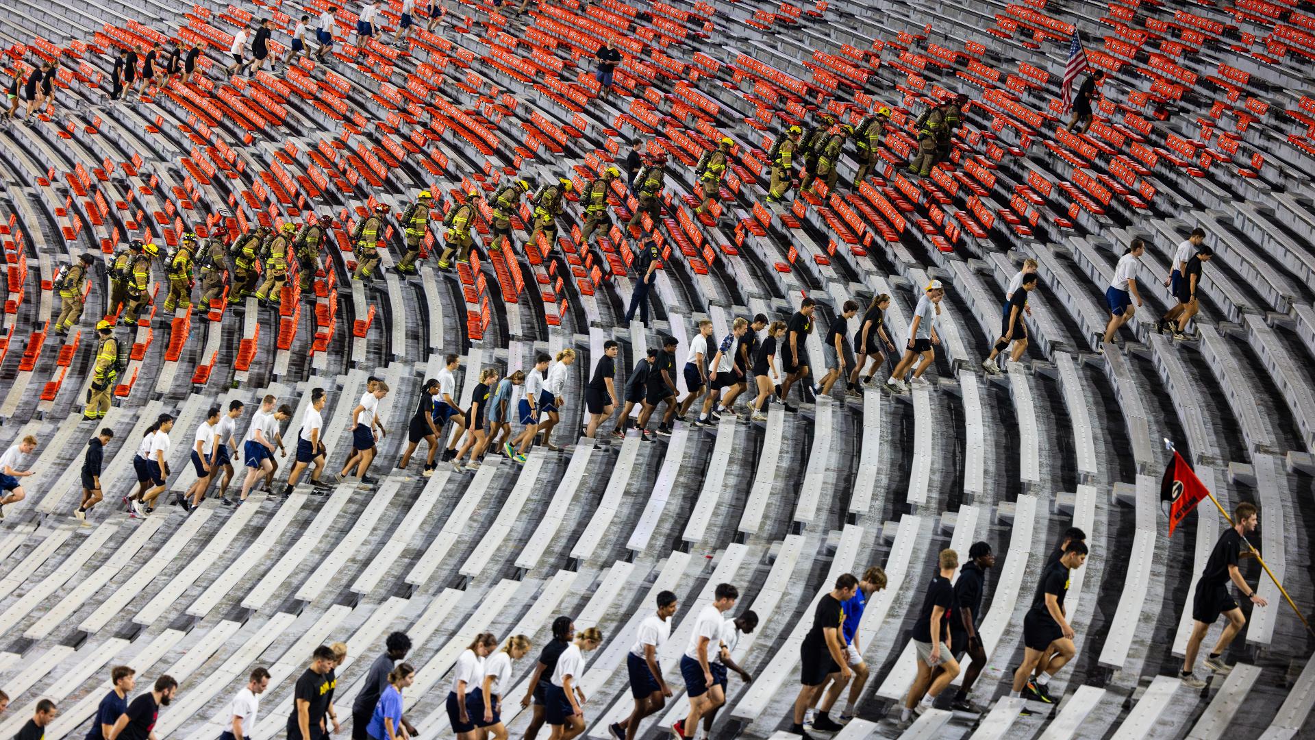 UGA ROTC students helped set up the stair climb and hope to continue doing the inaugural climb every year