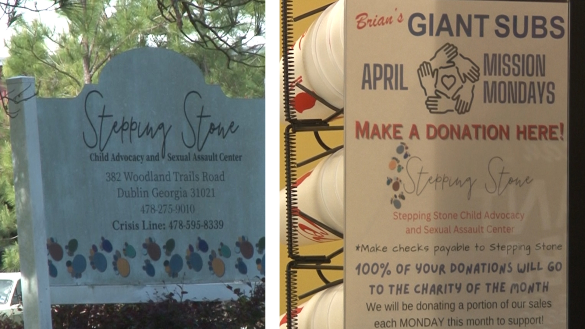 April is Child Abuse Prevention and Sexual Assault Awareness Month. Each Monday in April, Brian's Giant Subs will donate part of their sales to Stepping Stone.